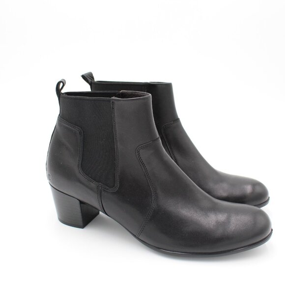 Ecco Ankle Boot 40 Women 9 Black Chelsea Shape 35 Block Heel Comfort Shoe Office - Picture 1 of 11